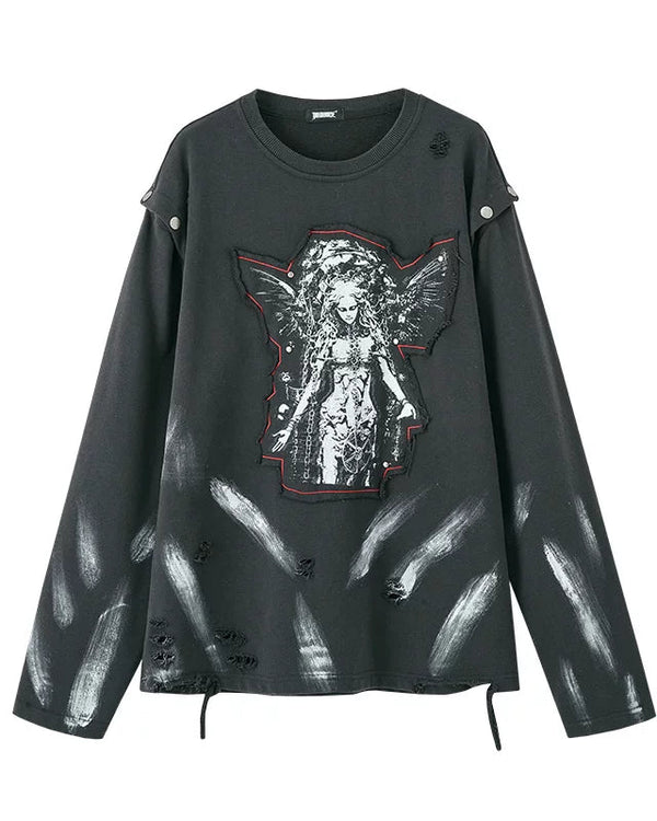 カットアームデザインルーズモードトップス