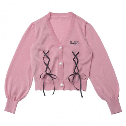 Cárdigan Dark Kawaii con cordones + Top marinero sin mangas + Falda