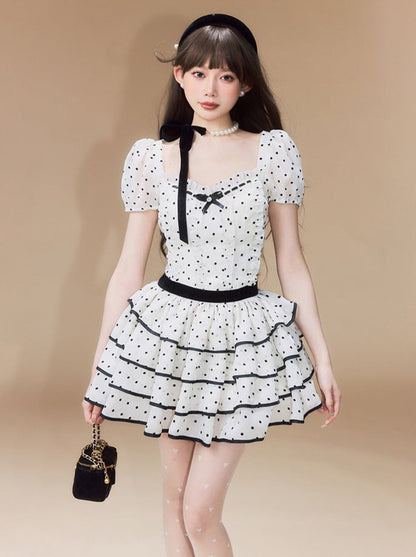 Puff Dot Tiered Dress