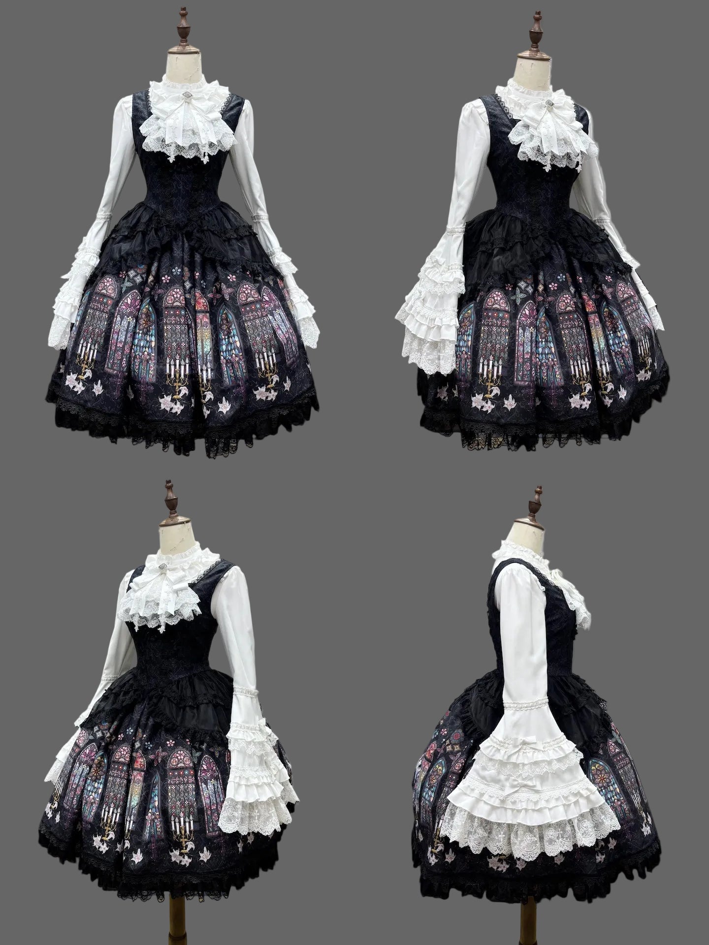 【9月28日予約締切】Gothic Lolita Stained Glass Lace Ruffle Corset JSK Dress