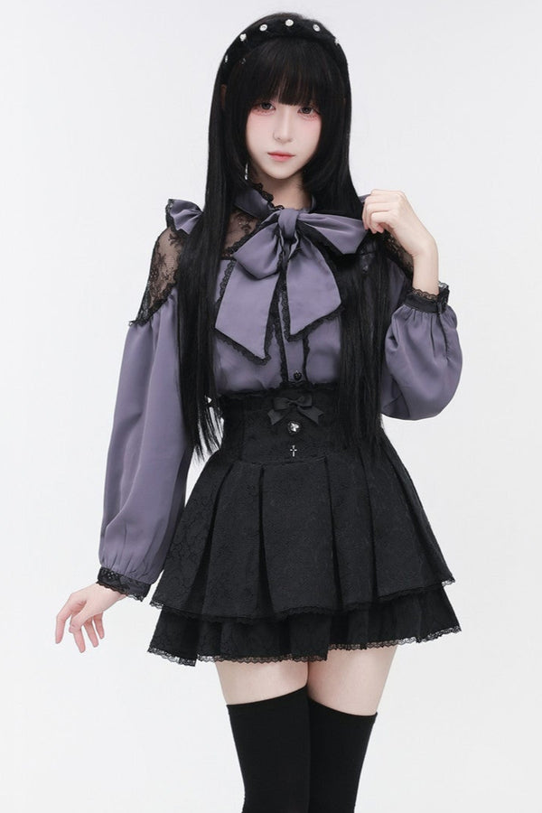 Shoulder Lace Ribbon Blouse