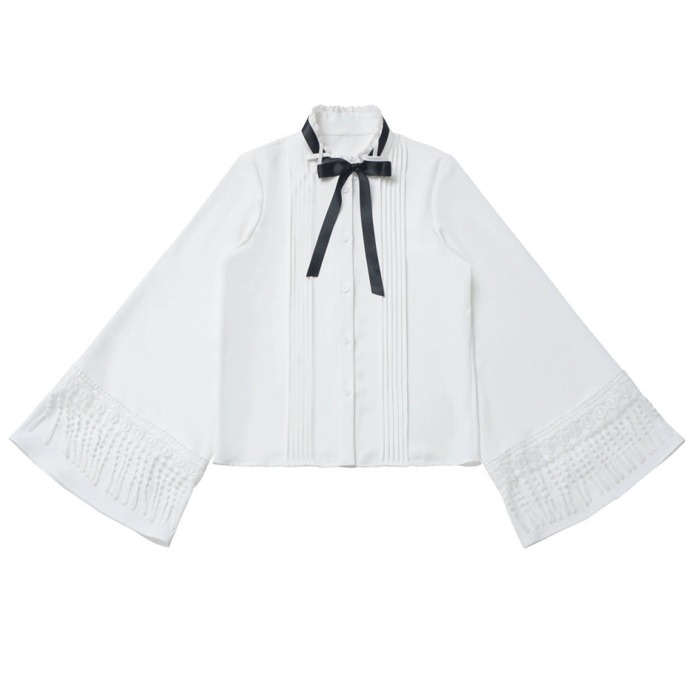 ダークモードスクエアネックカーディガン+シャツ+ロングスカート