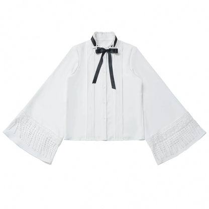 ダークモードスクエアネックカーディガン+シャツ+ロングスカート