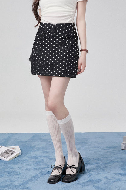 High Waist Dot Skirt