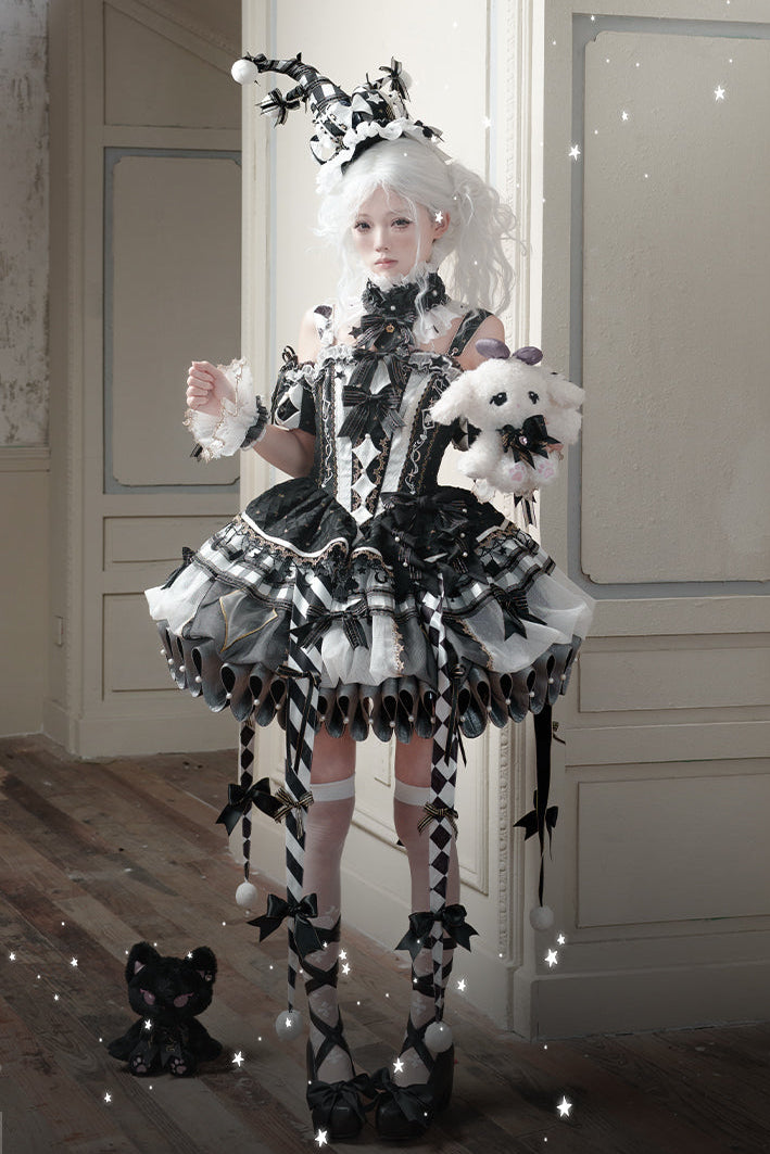 【12月26日予約締切】サーカスシリーズキングブラックアンドホワイトロリータピエロドレス＋フルセットA/B