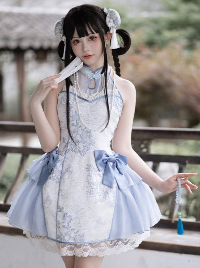 chinese dress short Satin Mini Qipao Gender Asian Dresses Sweet And Cool