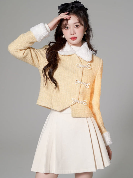 레트로 밀키 차이나 코트+플레어 스커트