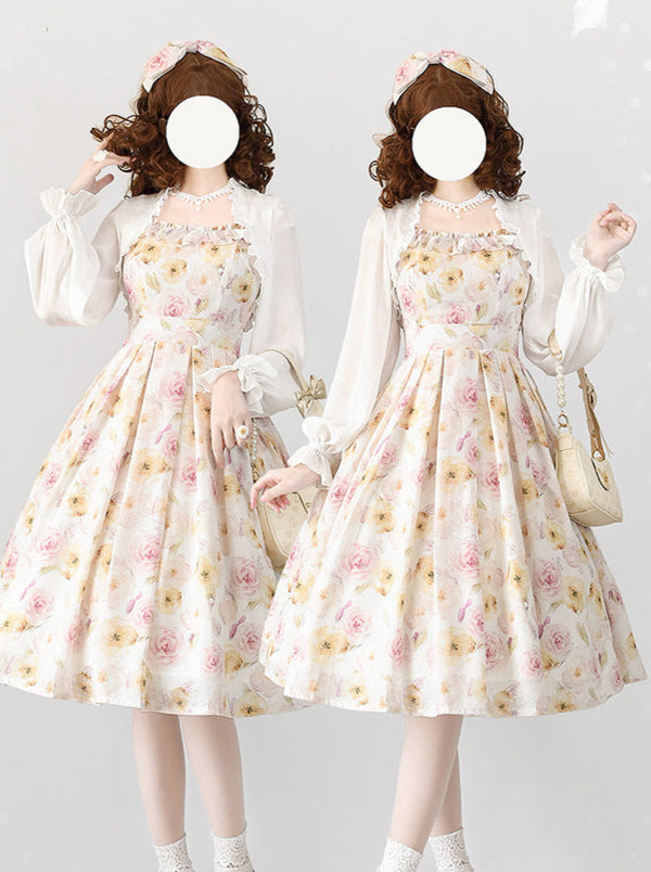 Forest Basket Elegan Trochrasic Lolley Ta Dress + Cardigan