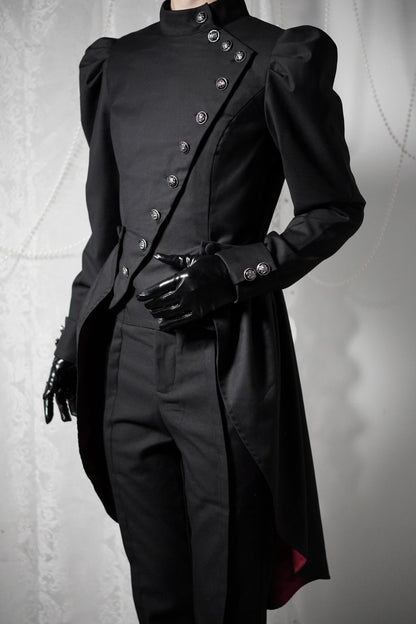 【9月28日予約締切】Gothic Prince Stand Collar Asymmetric Coat Jacket With Train