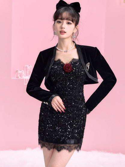 Dark Night Red Rose Dress