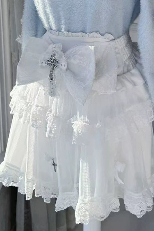 Sweet Ribbon Cardigan + Lace Skirt