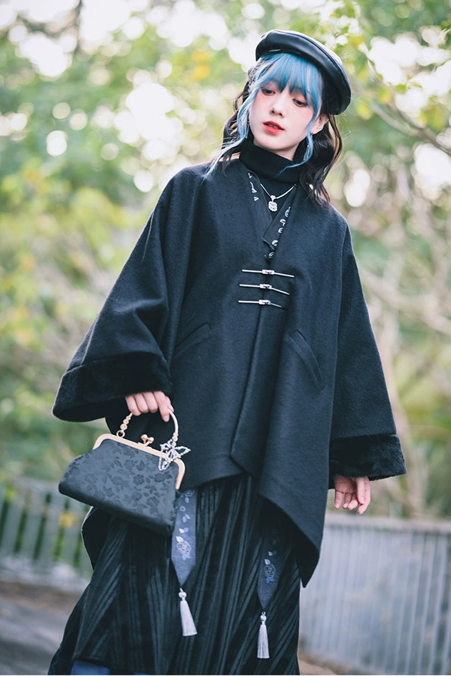 Dark loose fleece cloak