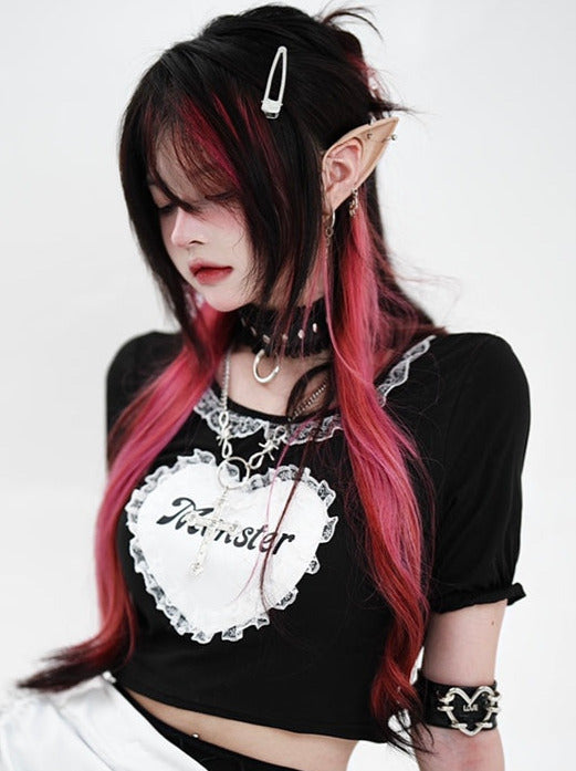 Dar Club Race Short Maid T -shirt+Gothic Cross Race Apron