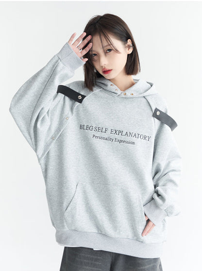 Shoulder strap hoodie sweatshirt