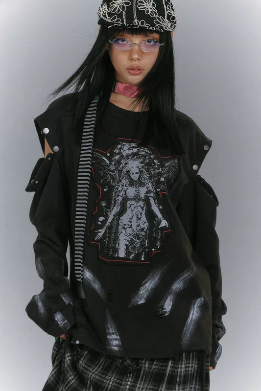 カットアームデザインルーズモードトップス