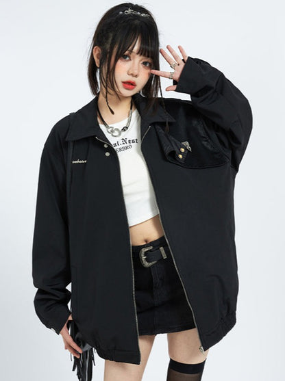 Stitched Contrast Lapel Short Jacket