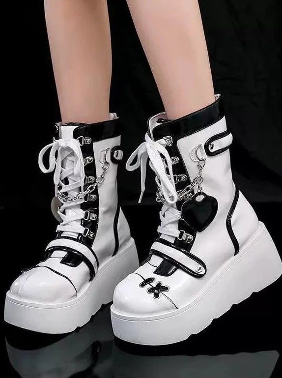 サブカルチャーミッドカーフハーフブーツ