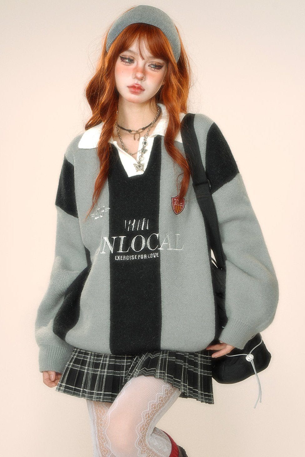 Stripe college style sweater