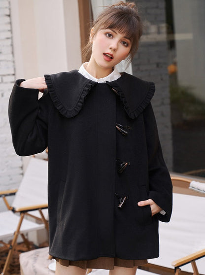 Frilled Collar Girly Wool Coat