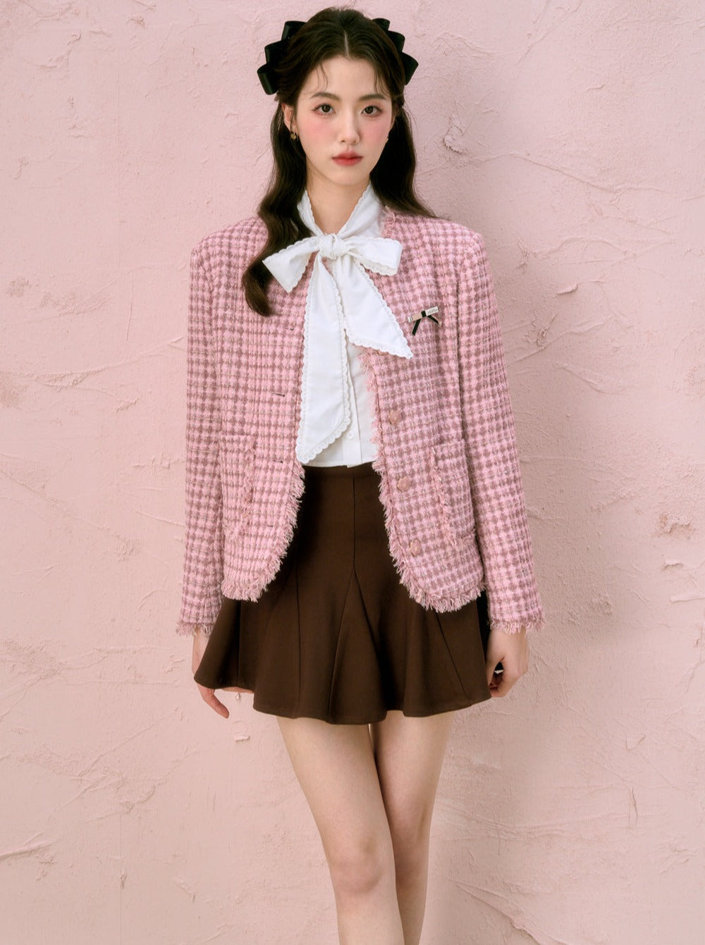 Ribbon Pink Brown Jacket