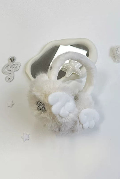 Striped knit hat + ear muffs + scarf