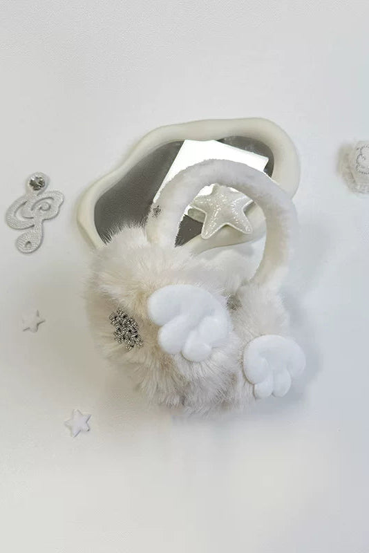 Striped knit hat + ear muffs + scarf