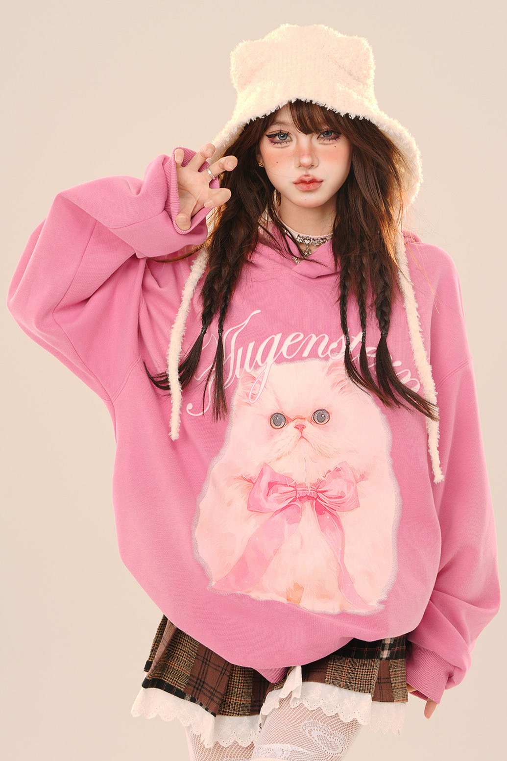 Cat Doll Loose Hoodie Oversized Sweatshirt