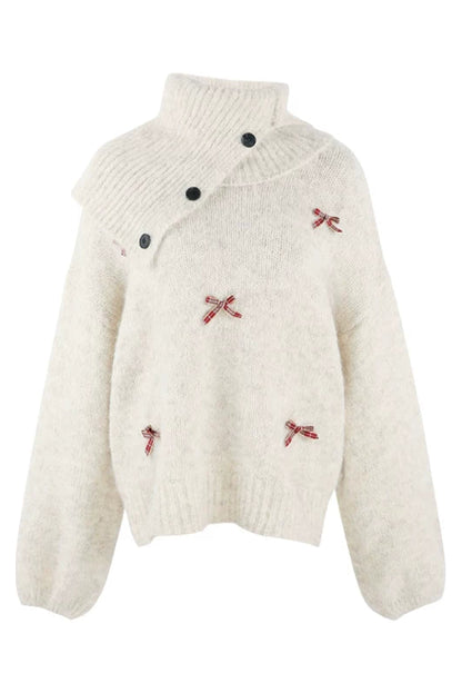 リボンフレンチニットセーター+ショートパンツ