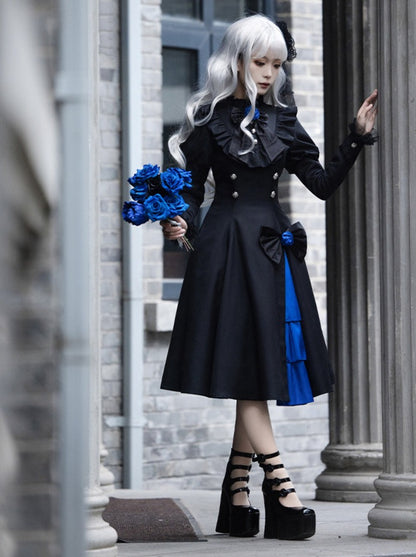 Gothic Frilly Slit Ruffle Big Dress + Cloak