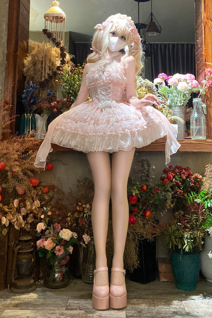 ホルターネックノースリーブシュガーロリータドレス