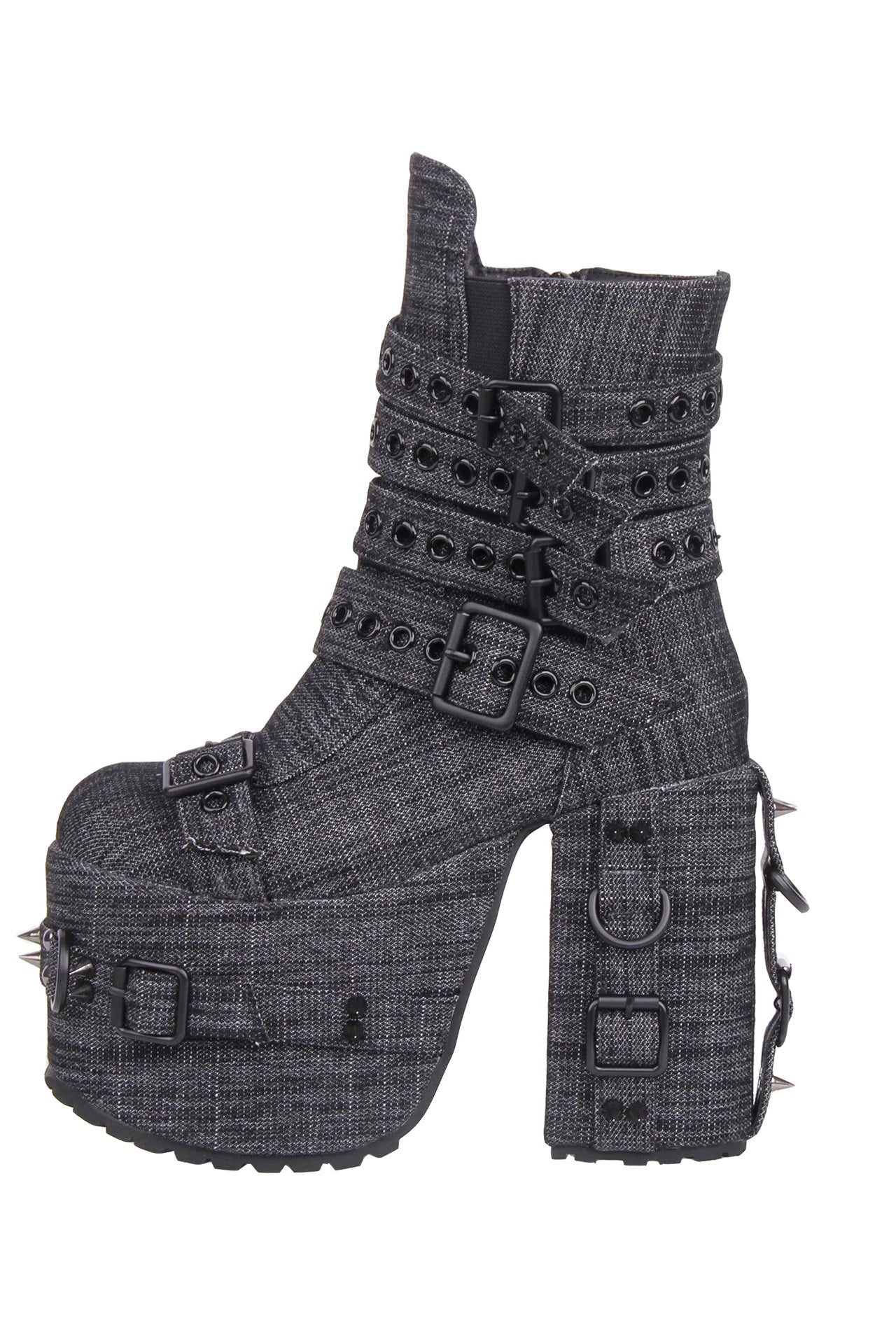 Punk Denim Chunky Heel Boots