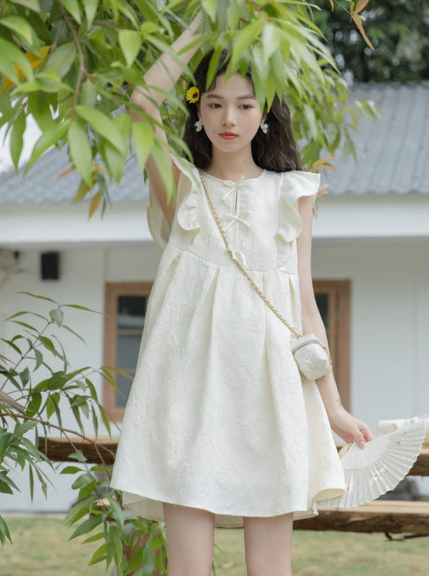 Ribbon France Flying Sleeve Dress