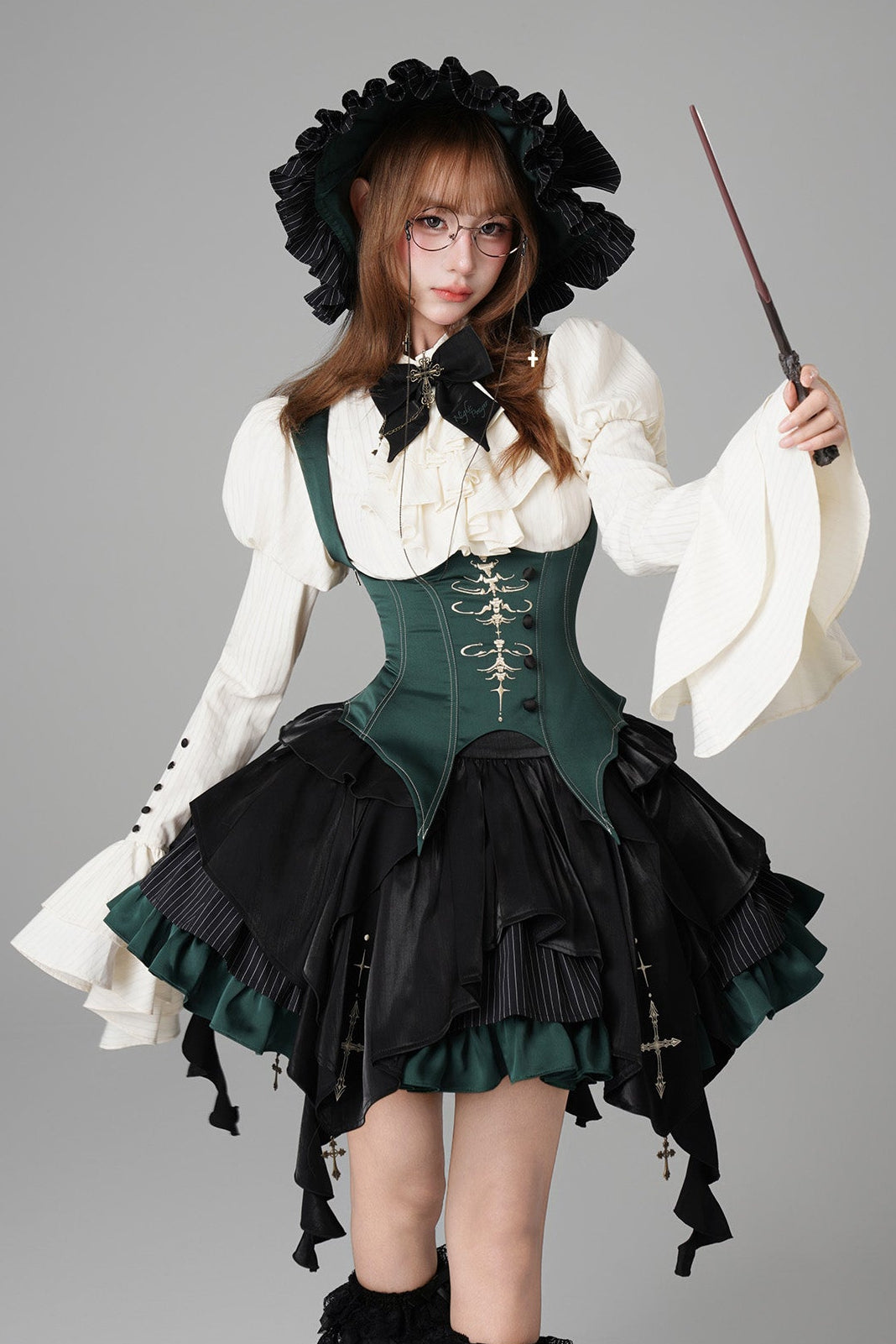 【12月3日予約締切】inverted spell contract ダークゴシックウィッチドレスフルセット＋シャツ＋ベスト＋スカート