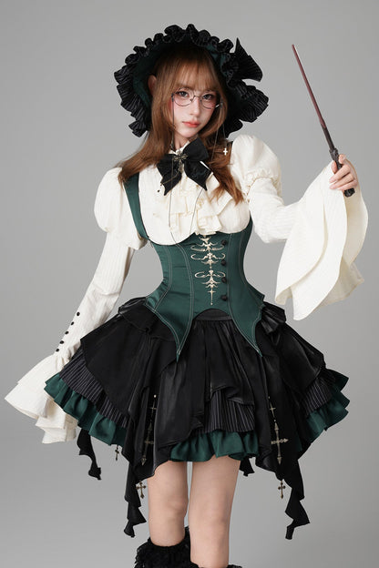 【12月3日予約締切】inverted spell contract ダークゴシックウィッチドレスフルセット＋シャツ＋ベスト＋スカート