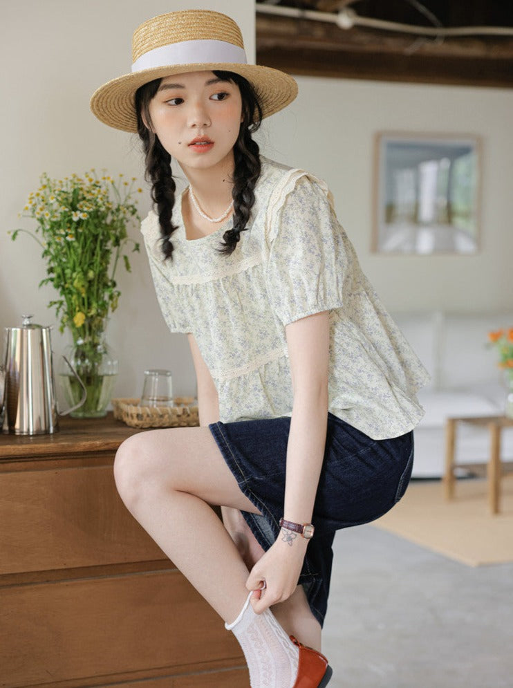 French floral bubble chic shirt