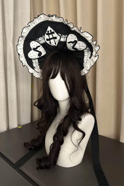 [Reservierungsschluss 15. August] Klassisches Piano-Lolita-JSK mit Rüschenträgern, Notenschleifen-Schürzenkleid-Set + Komplettset