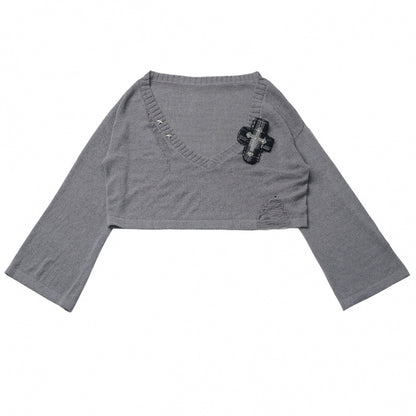 ホルターネックベスト+ルーズトップス+チェックスカート+レッグウォーマー