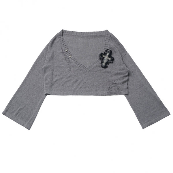 ホルターネックベスト+ルーズトップス+チェックスカート+レッグウォーマー