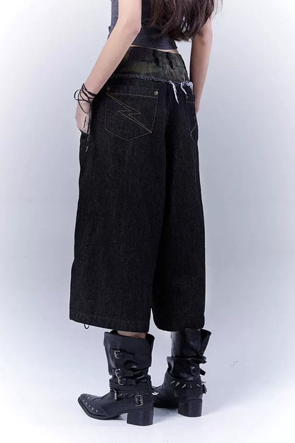 カモフラージュディストレストクロップドパンツ+スカーフ