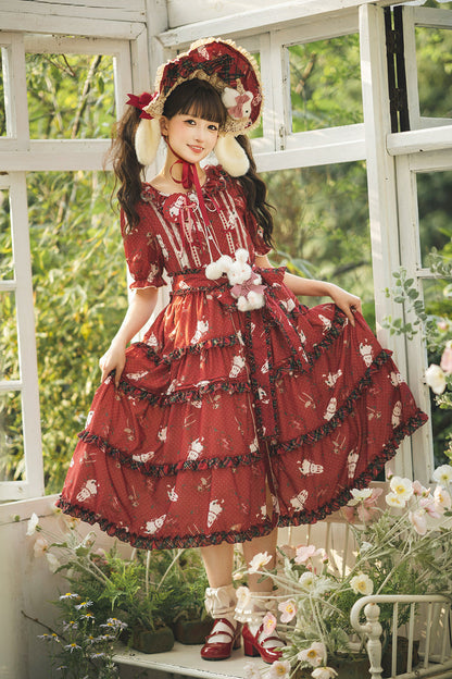 [Pre-order Deadline: January 31] Forest Berry Rabbit Series Daily Puff Sleeve Dress