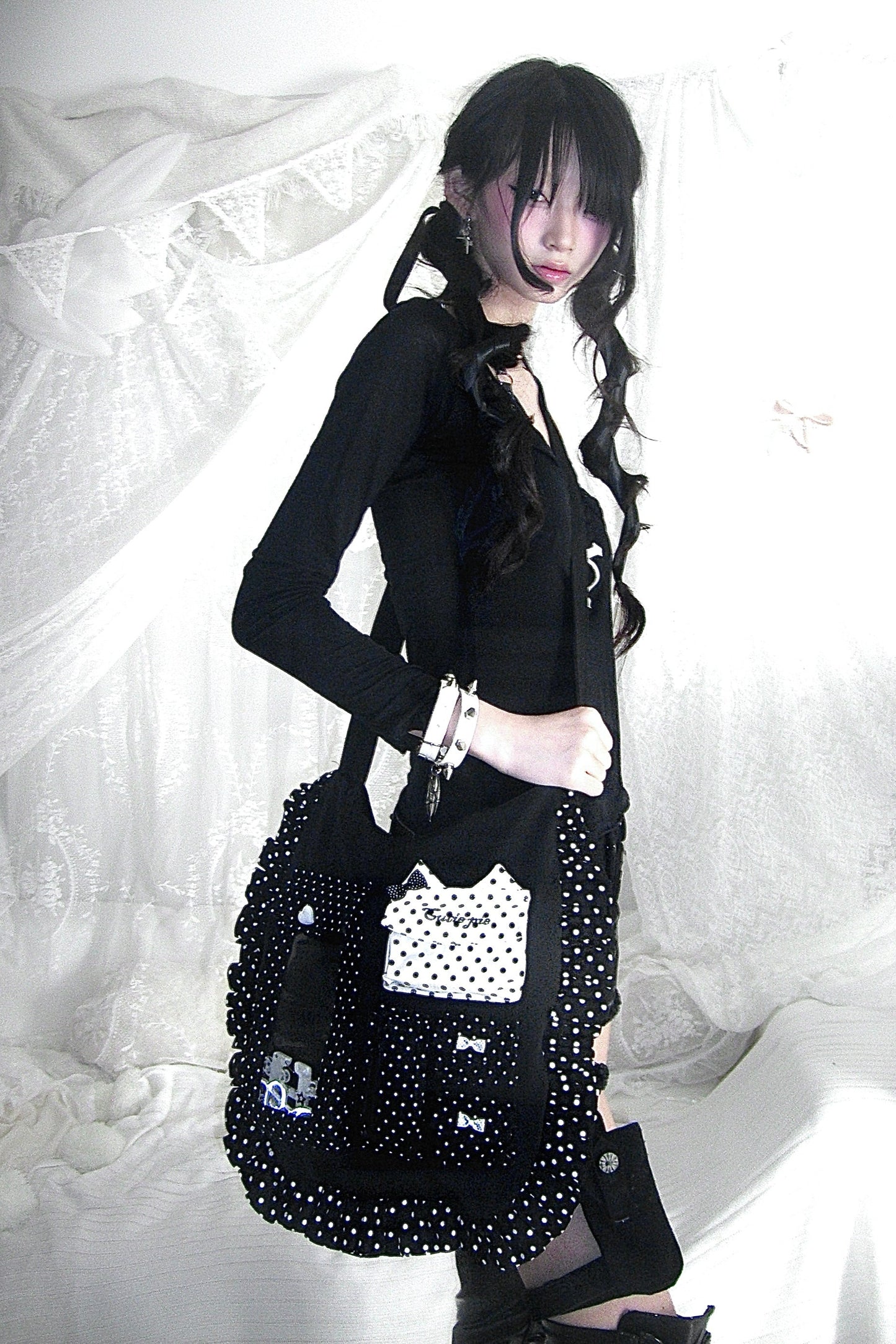 ポルカドットビッグリボンアジャスタブルバッグ