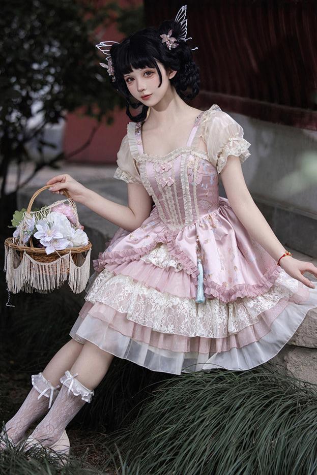 Sweet Suspender Dress + Chinese Set + Necklace + Inner + Sleeve