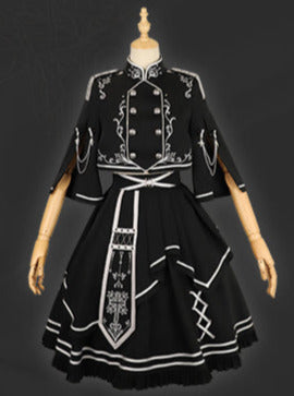 [Military Uniform] Dark Brumble Battle Army Low Cape Jacket Skirt Set Up