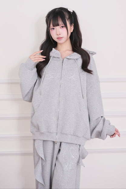 Lace Subculture Hooded Sweatshirt + Camisole + Shorts + Long Pants