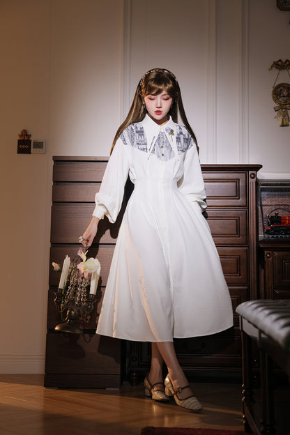 French Elegant Long Shirt Dress