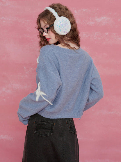 Stars Short Colorblock Unique Design Knit