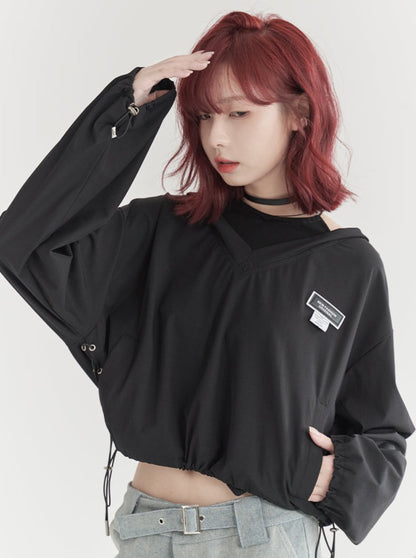 two-piece short hooded top