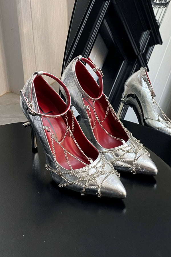 Spider web chain high heels