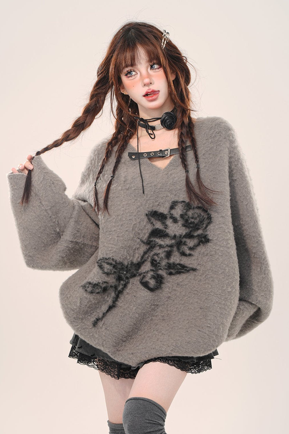 Black Rose Buynex Rim Sweater