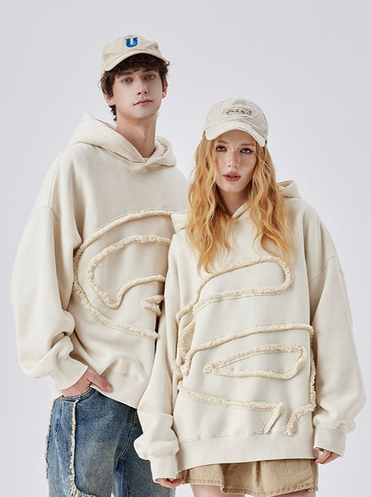 GUUKA off-white sherbet hooded sweatshirt men's winter thickened tide couple G-shaped tassel webbing hoodie loose